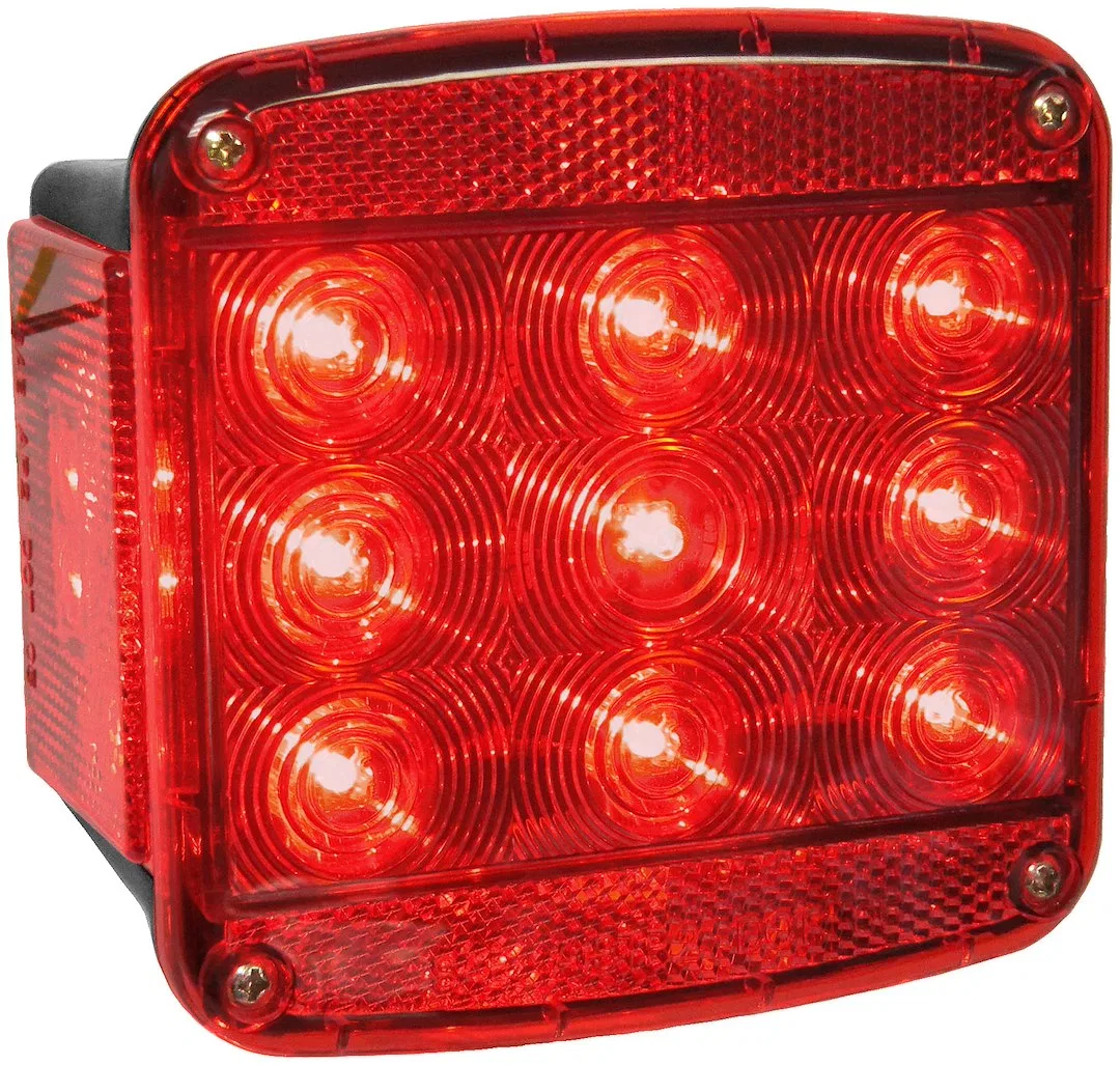 V840 – PETERSON MFG Trailer Light, Stop/ Turn/ Tail Light LED Square Red Lens 5.04 Inch x 4.72 Inch Submersible